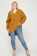 Load image into Gallery viewer, PLUS DALIA- Mustard oversized V neck sweater
