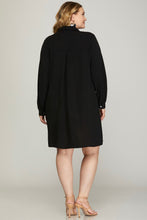 Load image into Gallery viewer, Plus Maritina- Black collared woven must have dress
