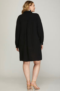 Plus Maritina- Black collared woven must have dress