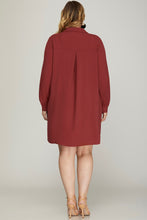 Load image into Gallery viewer, Plus Maritina- Brick red collared woven must have dress
