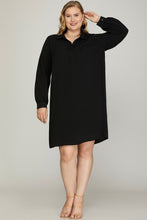 Load image into Gallery viewer, Plus Maritina- Black collared woven must have dress
