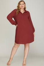 Load image into Gallery viewer, Plus Maritina- Brick red collared woven must have dress
