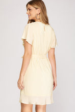 Load image into Gallery viewer, SAYLOR- cream flutter sleeve pleated dress
