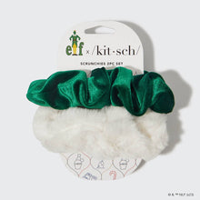 Load image into Gallery viewer, Elf x kitsch Scrunchies 2pc - White &amp; Green
