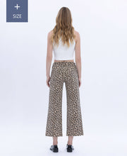 Load image into Gallery viewer, PLUS HIGH RISE ANIMAL PRINT CROP WIDE LEG JEANS T5894LPD-P
