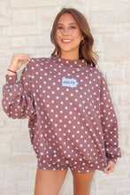 Load image into Gallery viewer, Brown &amp; Blue Dot Delta Mockneck Set
