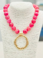 PENDANT - Big Ball Necklace w/Pendant (raspberry) NK615