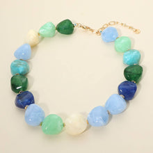 Load image into Gallery viewer, Chunky Marbled Resin Pebble Beaded Statement Necklace

