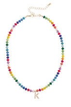 Load image into Gallery viewer, CANVAS- Ruthie Rainbow Beaded Mini Initial Necklace
