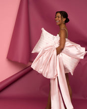 Load image into Gallery viewer, Holiday Satin Pillowcase in Striped Bows
