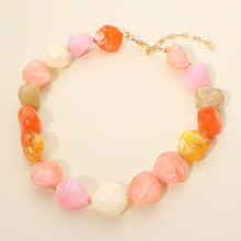 Load image into Gallery viewer, Chunky Marbled Resin Pebble Beaded Statement Necklace
