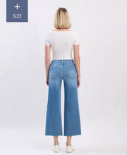 Load image into Gallery viewer, PLUS SIZE HIGH RISE RAW HEM CROP SLIM WIDE JEANS V3632-P

