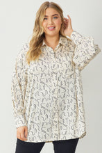 Load image into Gallery viewer, Plus DALI- Natural Satin oversized scrible print button down pocket shirt
