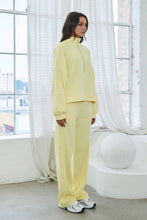 Load image into Gallery viewer, Butter Yellow French terry tracksuit set w/ piping trim and adjustable top
