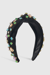 Candy colored crystal detailed black headband