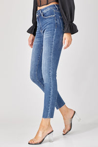 RISEN Jeans- High Rise raw hem Crossover loose ankle skinny RDP5278X