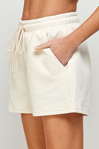 Plus Madi Shorts - Cream textured shorts