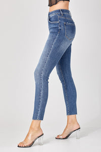 RISEN Jeans- High Rise raw hem Crossover loose ankle skinny RDP5278X