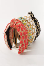 Load image into Gallery viewer, Wide straw weaver knotted headband
