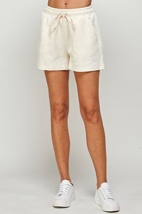 Plus Madi Shorts - Cream textured shorts