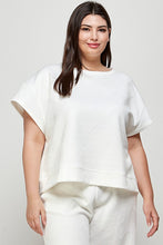 Load image into Gallery viewer, Plus Madi boxy top- Cream textured oversized loungewear top
